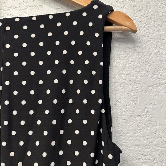 Ralph Lauren Black Y2K Retro Vibe Chic Polka Dot Stretch Knit Maxi Dress Sz 10 - Picture 5 of 16